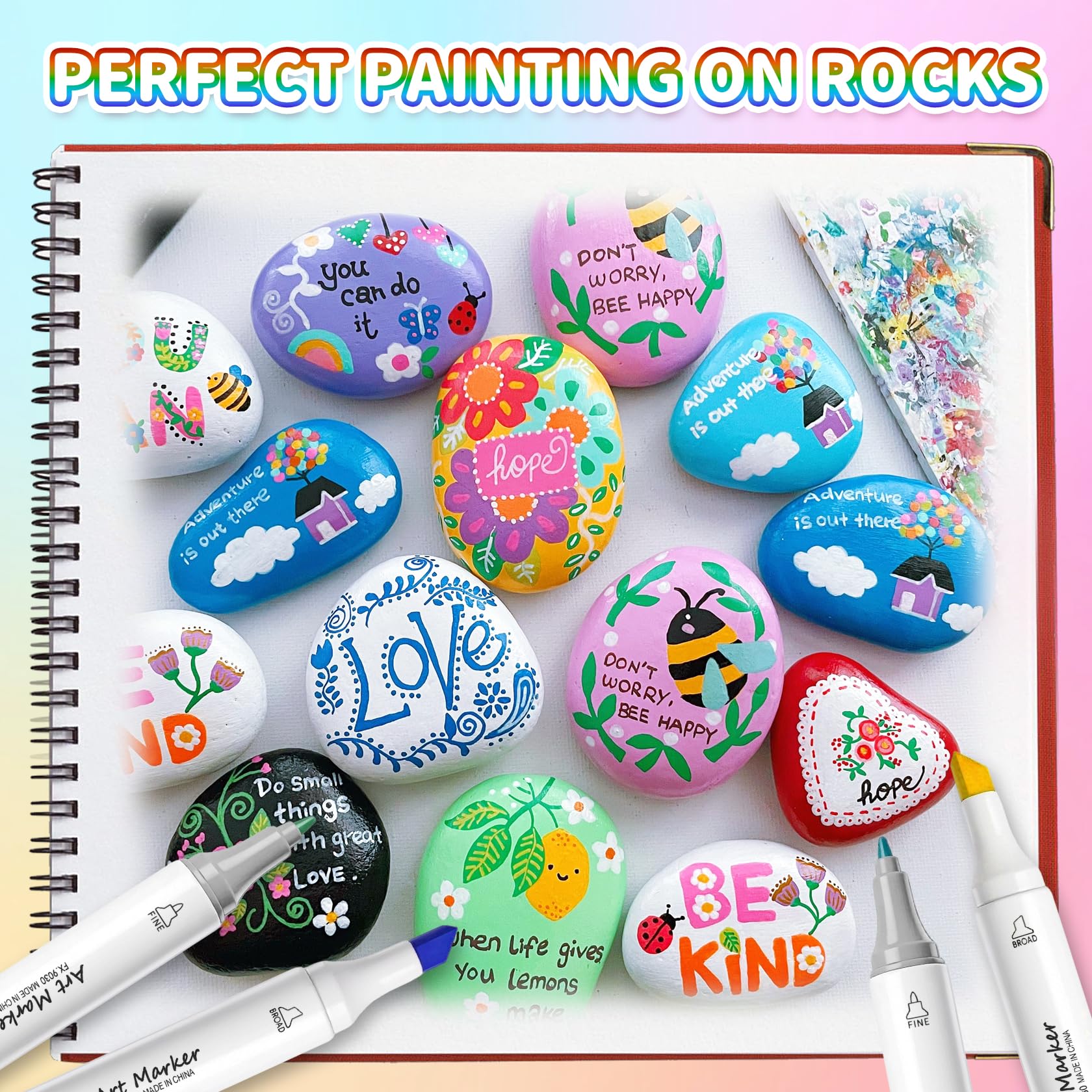 IONSGAKO Alkohol-Marker-Set mit 48 Farben, Doppelspitze, Malbücher für Erwachsene, kein Ausbluten, Kunstmarker für Bastelarbeiten, Kunstbedarf, Ostergeschenk, Zeichnen, Holz, Stoff, Leinwand, Glas