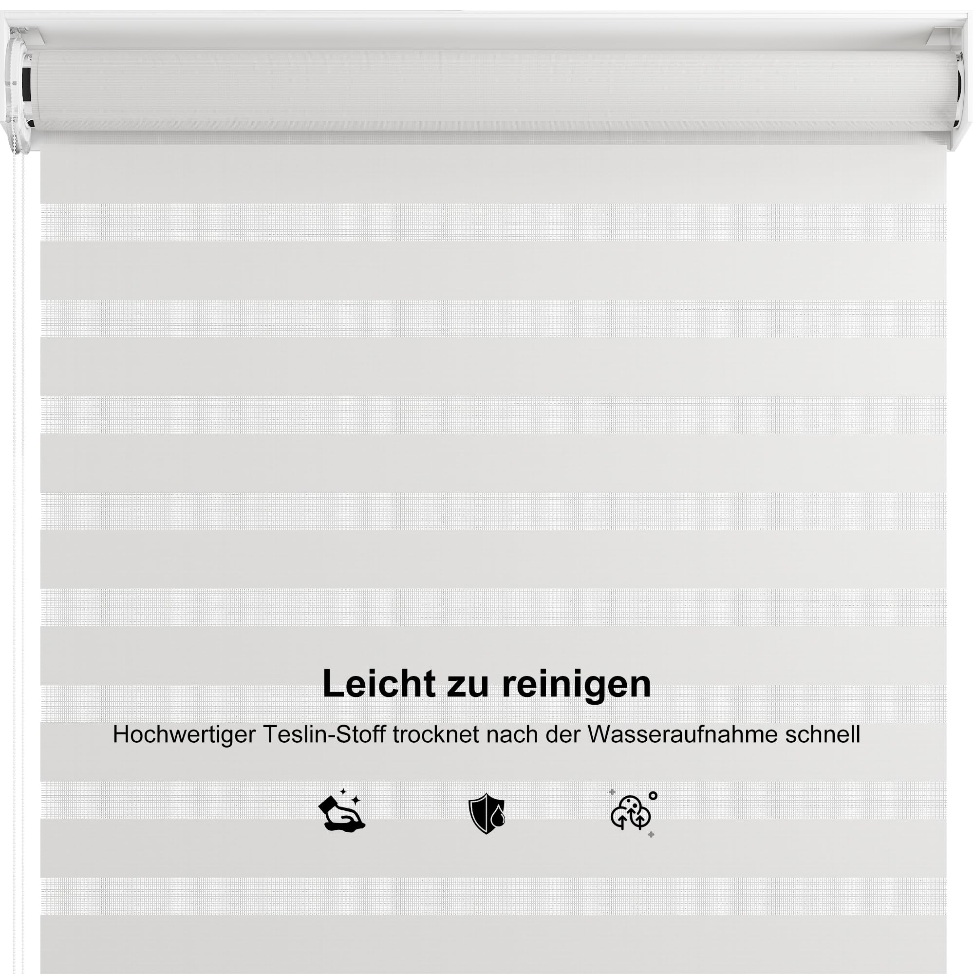 PURPLE LEAF Lamellenpergola Zubehör BY-AS, 2er-Set Außenrollo, für 3 m Graue Lamellenwand, UV-Schutz und Sichtschutz, Aluminiumrahmen und Textil, Stufenlos Einstellbar, Weiß