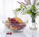 Red Co. 4.2 Quart Fully Tempered Clear Glass Mixing and Prepping Bowl with Safety Rim, Large