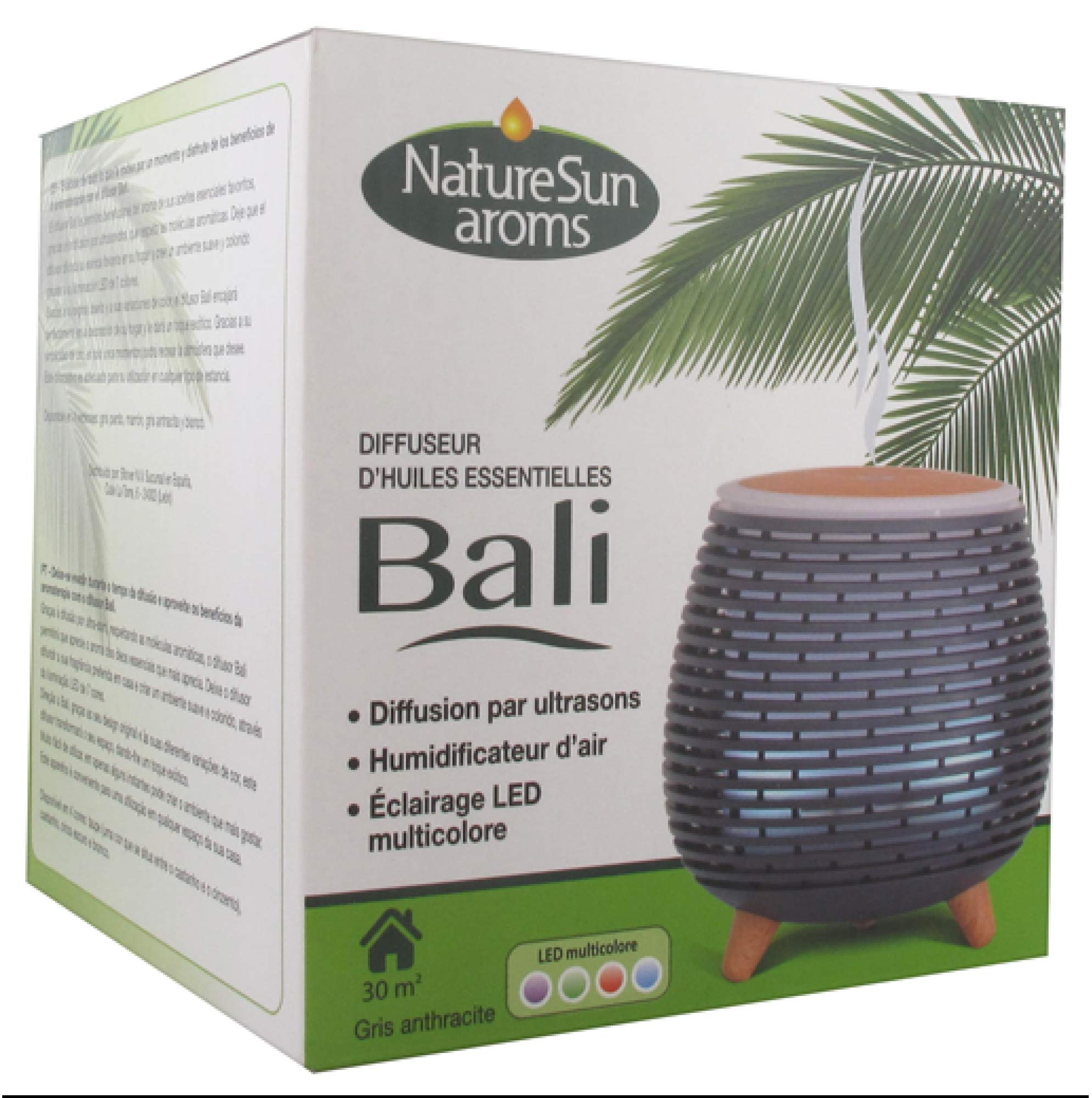 Diffuseur Bali gris anthracite humidificateur ultrasonique d'huiles
