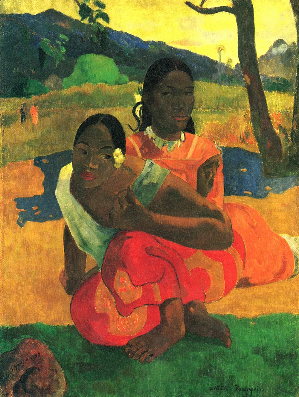 Lámina Two Women de Paul Gauguin en papel mate de tamaño pequeño