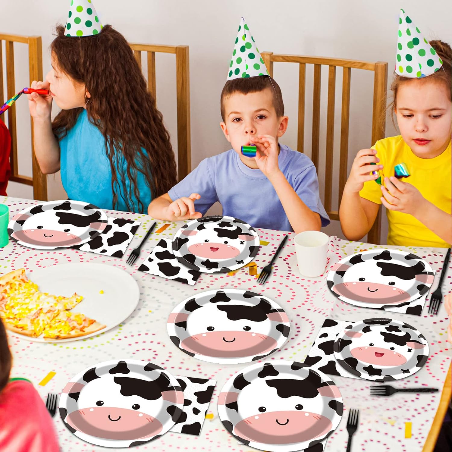 gisgfim 96 Pcs Cow Party Supplies Cow I'm One Paper Plates Napkins Forks Cowprint Disposable Dessert Cake Dinner Tableware Set for Boy Girl Farmhouse Animal Birthday Party Decorations Favors Serves 24 - Image 5