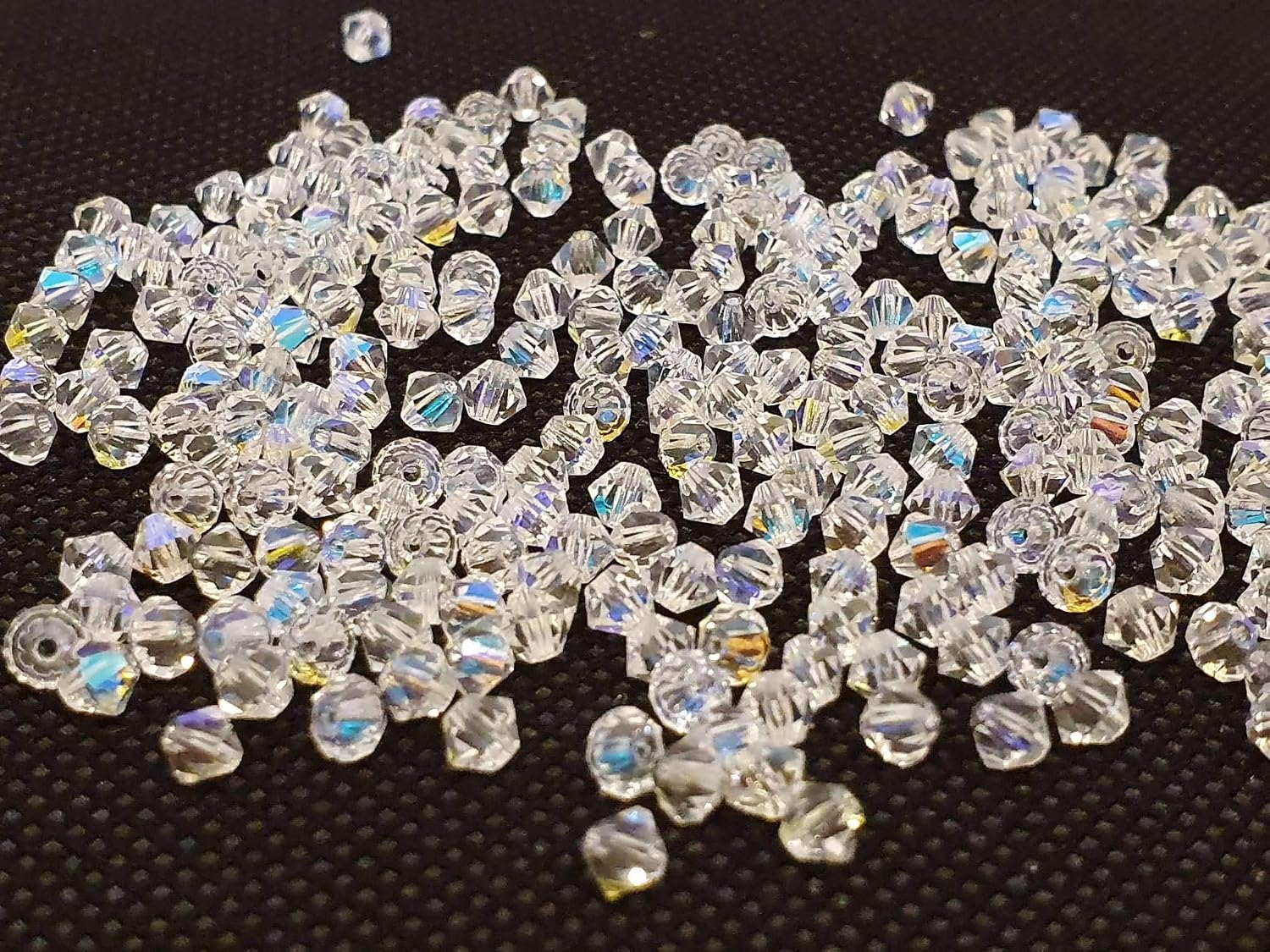 Perlin 40 Pieces 4x4 mm Iridescent (Crystal AB) Bicone Glass Craft Beads - Image 3