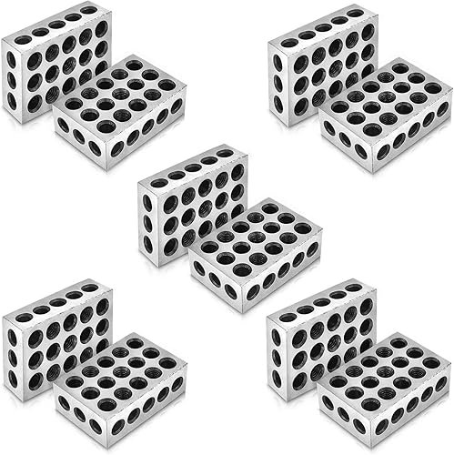 waltyotur 5 pares de bloques de ultra precisión 1-2-3 23 agujeros, 1 x 2 x 3 bloques 0.0002 Machinist 123 plantilla apta para fresadora utilizada