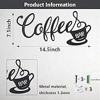 Vista 3 de QQCYLYY Decoración de pared de taza de café, letrero rústico de metal para colgar en la pared, arte de pared de metal para decoración del hogar