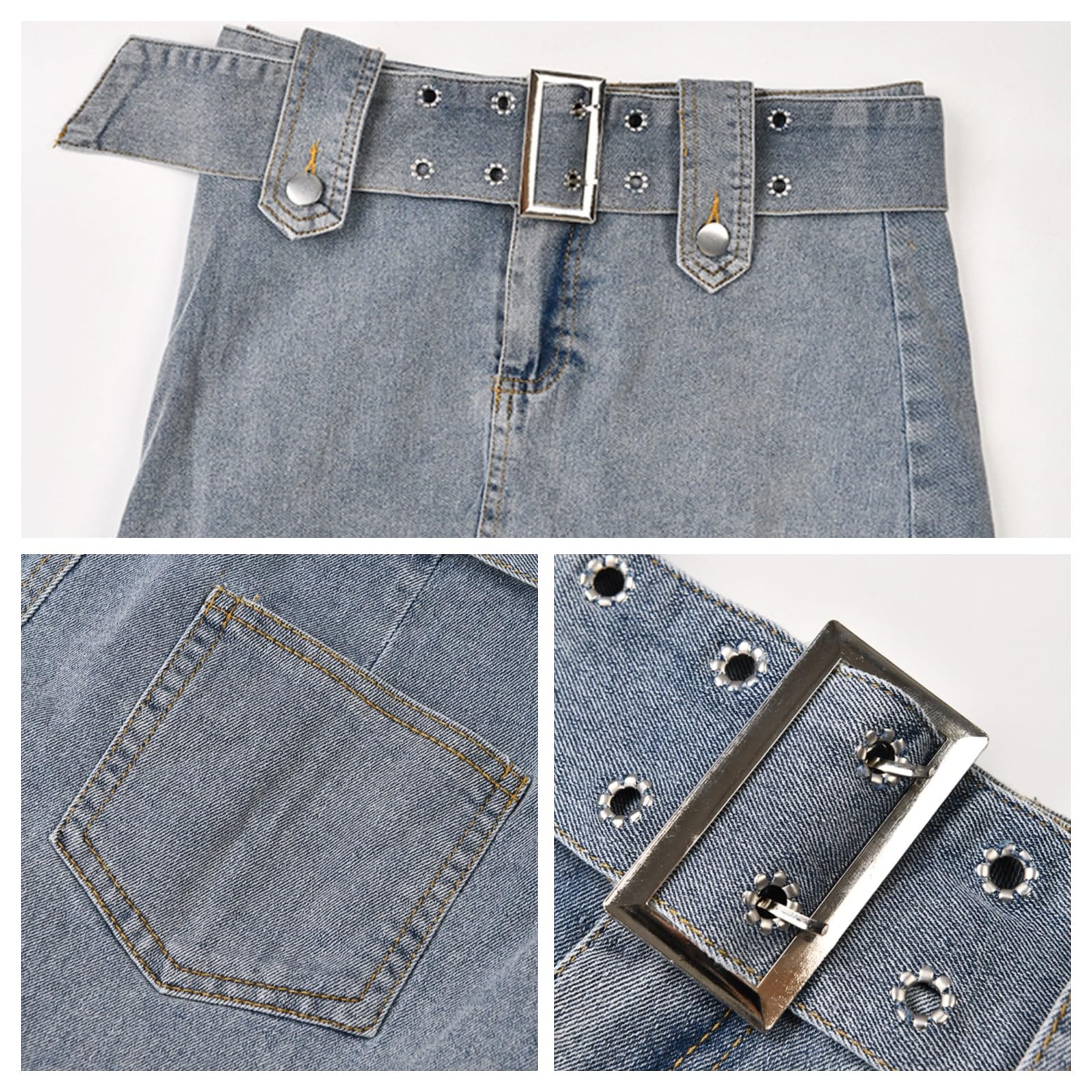 Set Gonna Da Donna in 2 Pezzi Allacciatura Alla Caviglia Con Spalle Scoperte Top Corto Gonna Corta Jeans Completo in Denim