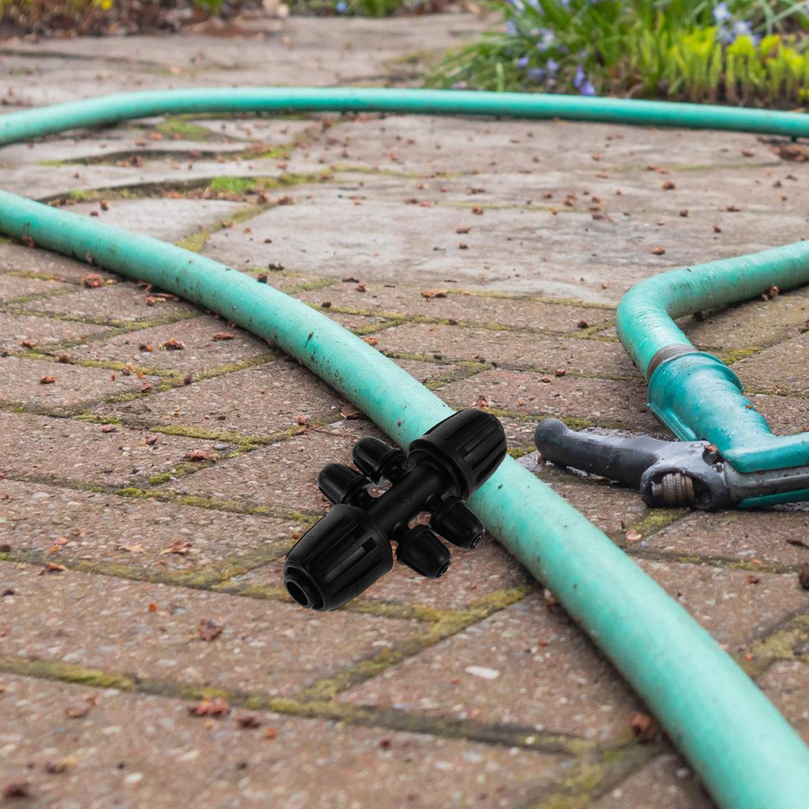24 Piezas Conector de Púas para Riego por Goteo de 6 Vías PE