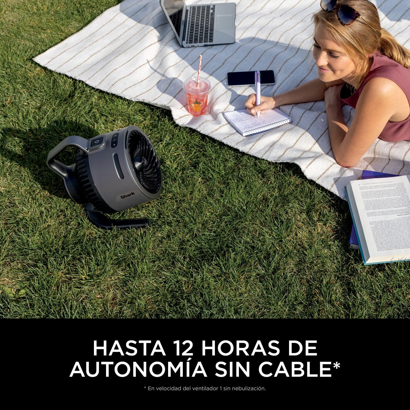 Shark FlexBreeze HydroGo, potente ventilador silencioso portátil con nebulización, para interior y exterior, resistente, con o sin cable, pequeño y ligero, 5 ajustes de velocidad, Gris FA050EU — view 8