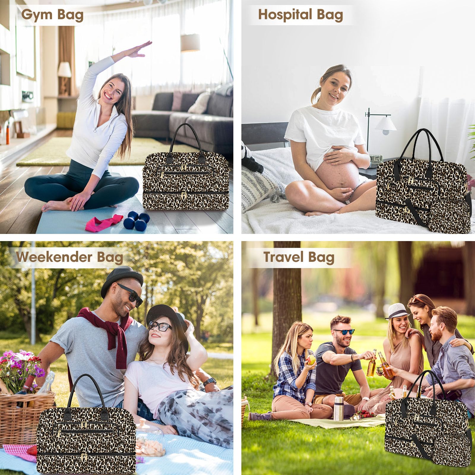 Travel Duffle Bag Weekender for Women - Carry-On Overnight Personal Item Bag with Shoe Compartment & Wet Pocket Large Weekend Tote Bags with Toiletry Hospital Bags for Labor and Delivery view 6