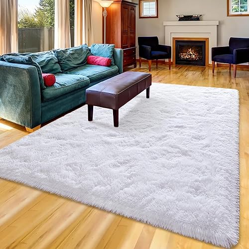 Vista 47 de Pacapet Alfombras esponjosas, alfombras peludas de felpa beige para sala de estar, dormitorio, alfombra mullida para habitación de los niños