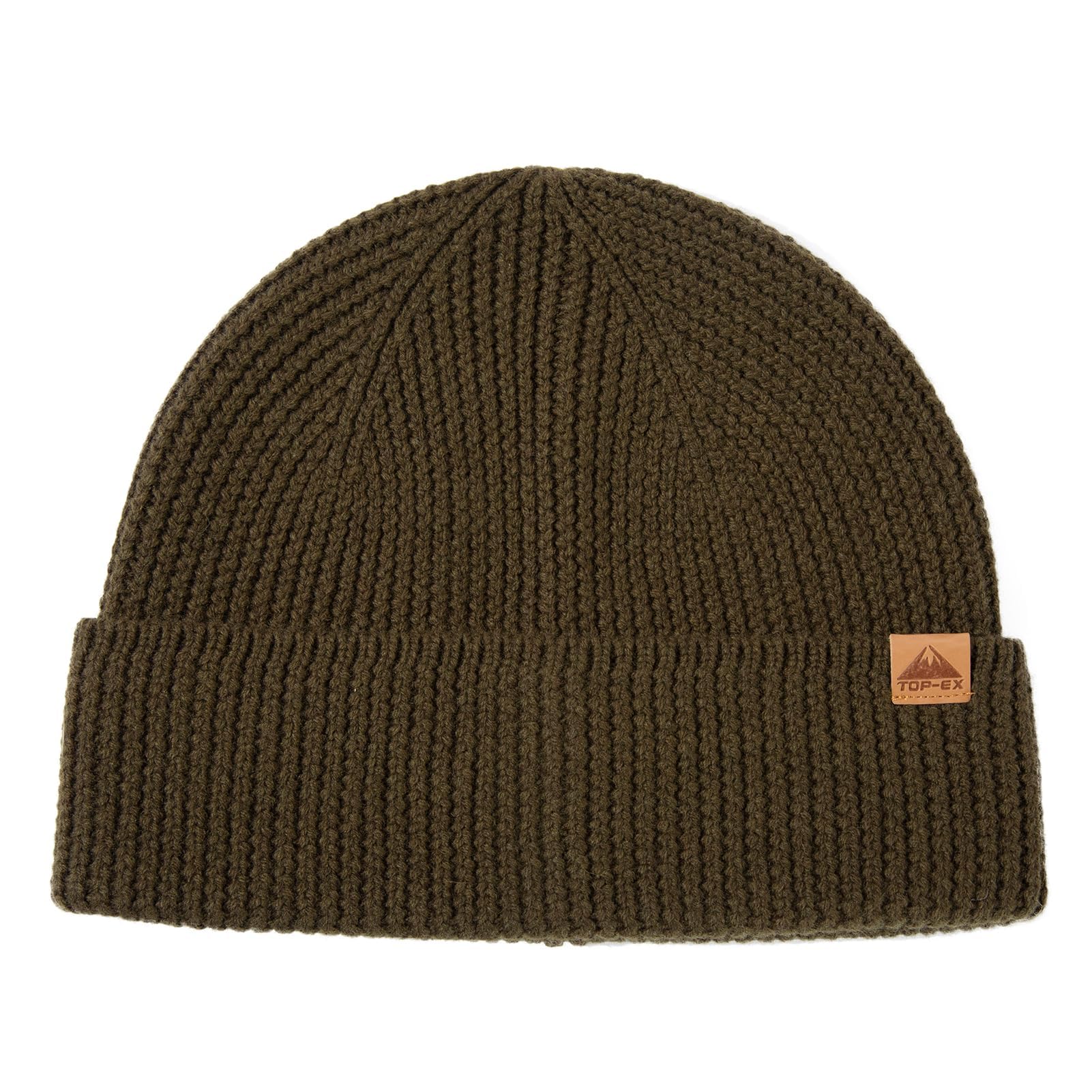 TOP-EX Bonnet à revers en laine mérinos 100 % laine mérinos - Tricot simple couche, plusieurs tailles - Pour homme et femme - 55-66 cm
