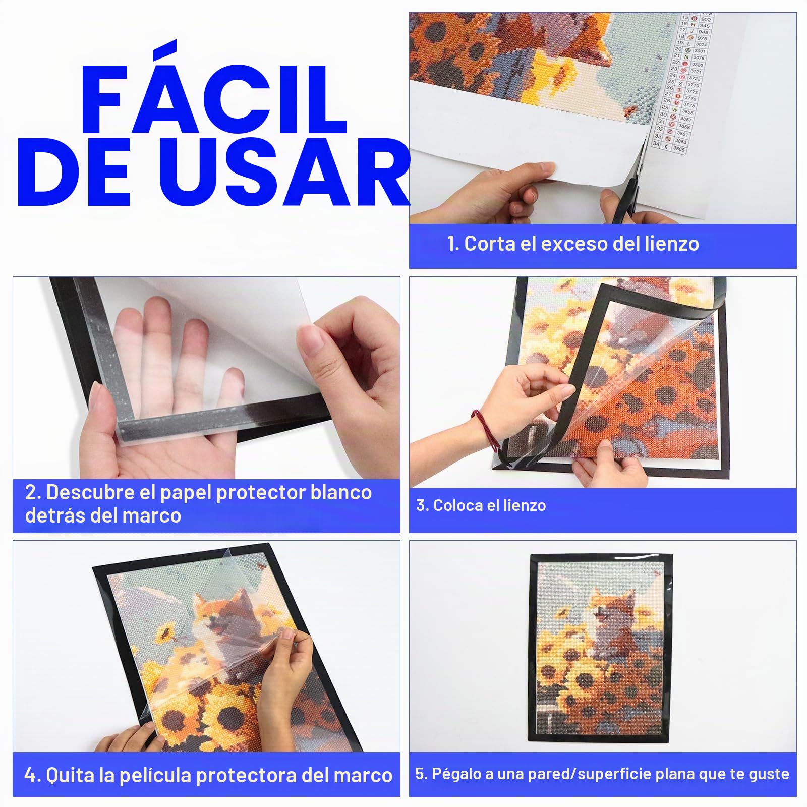 Pack de 4 marcos magnéticos A3, marco autoadhesivo con cierre magnético, porta hojas de bolsillo para marcos informativos, formato A3 32,5x41,5 cm con borde negro