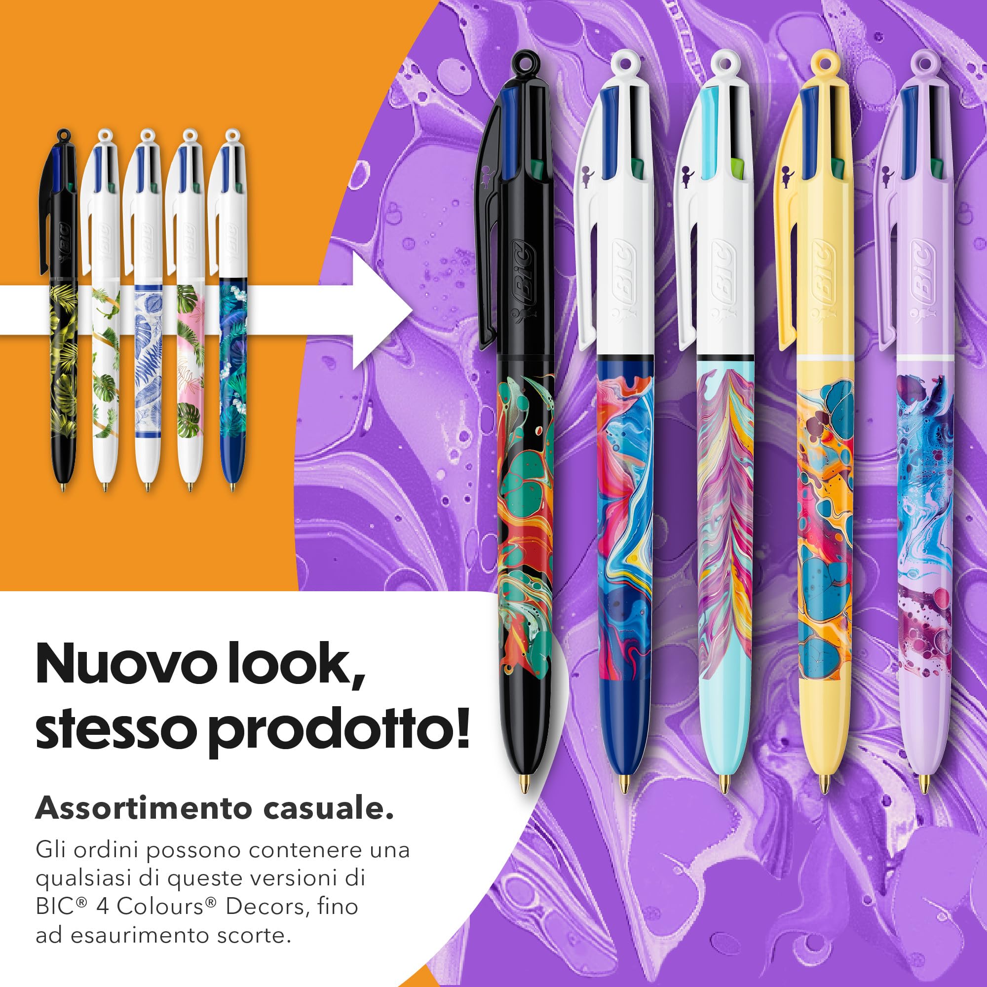 BIC 4 Colori Hydro Dipping Penne Multicolore Set di 5 Penne a Sfera A Scatto Cancelleria
