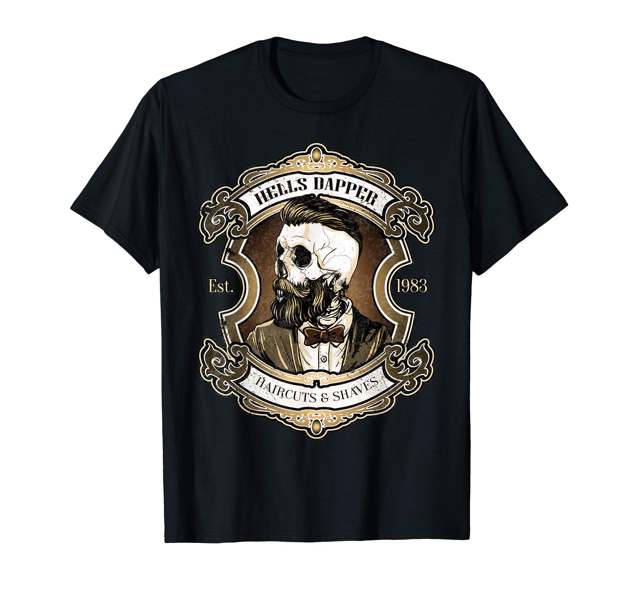 Hipster Barber gifts for real men by Tees ParadiseBarber hells skull haircuts shaves - gift for hipster Barber T-ShirtOEKO-TEX STANDARD 100
