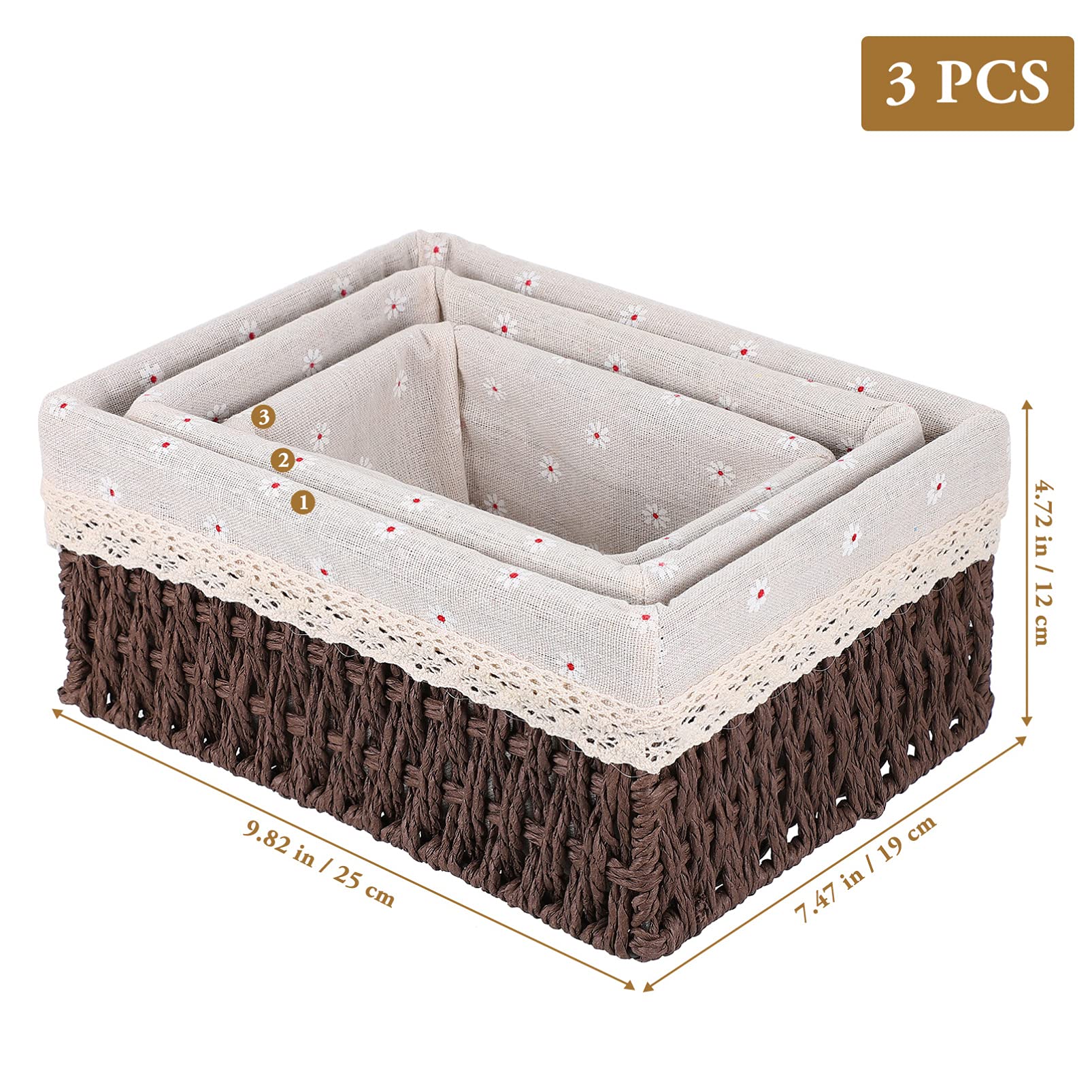 Lot De 3 Boîtes De Rangement Plastique Aspect Rotin – Avec Couvercles, Grises, Empilables