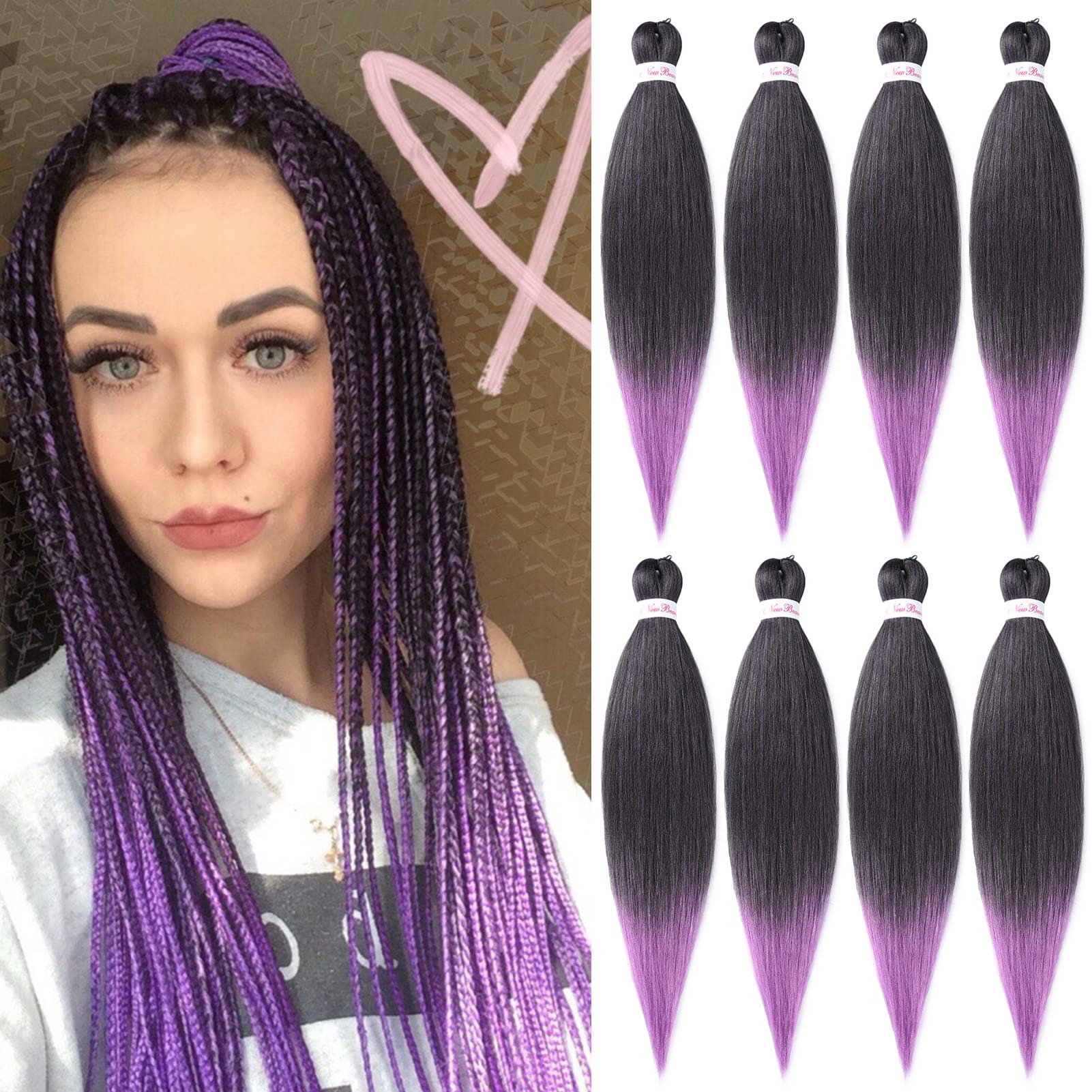 Buy NEWBEAUTY Ombre Braiding Hair Pre stretched 30inch Long Pre