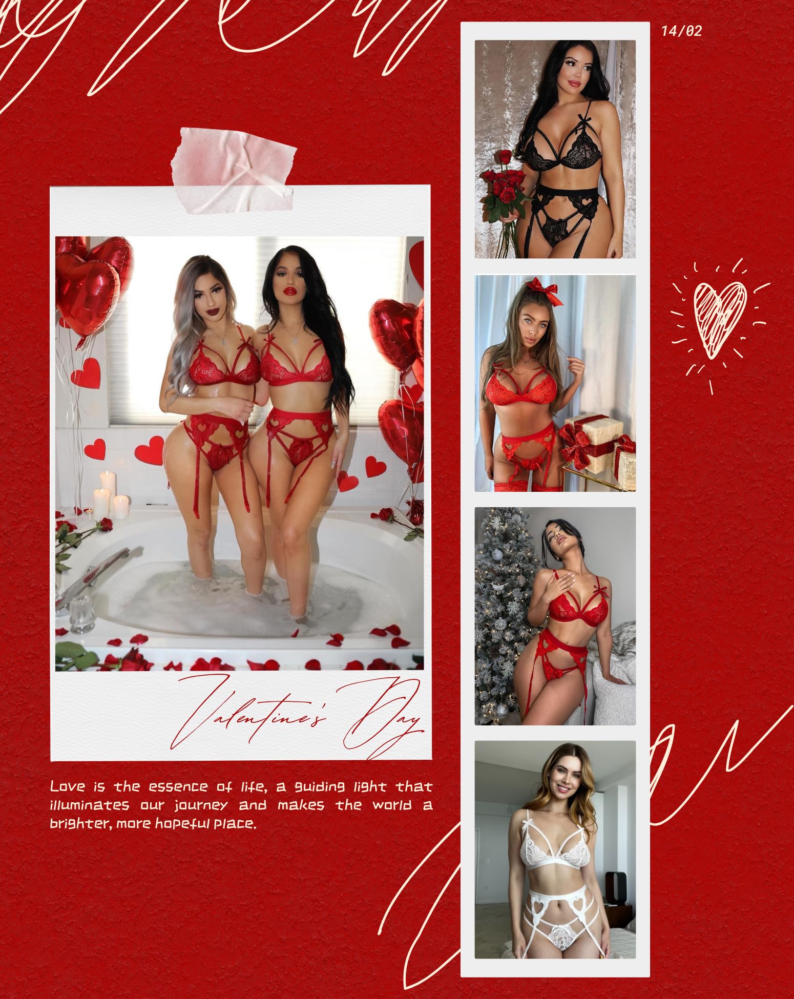 EVELIFE Conjunto de Lencería Mujer Sujetadores con Liguero Sexy Lencería 3 Piezas Tanga y Liguero Sin Medias — view 5