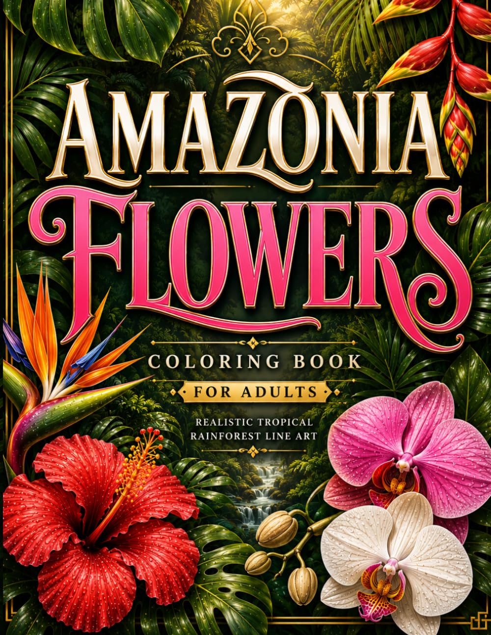 Amazonia Flowers Coloring Book for Adults: Realistic Exotic Flowers, Orchids & Jungle Botanicals – Detailed Tropical Rainforest Line Art for ... Coloring (Amazonia Realistic Wildlife Series)