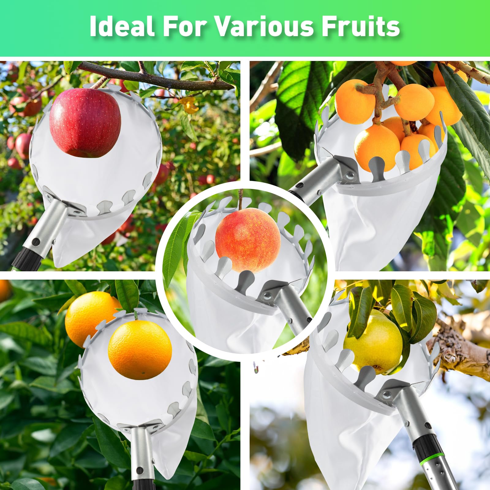 Xclou Cueilleur De Fruits En Acier Avec Sac En Lin Pour Récolte En