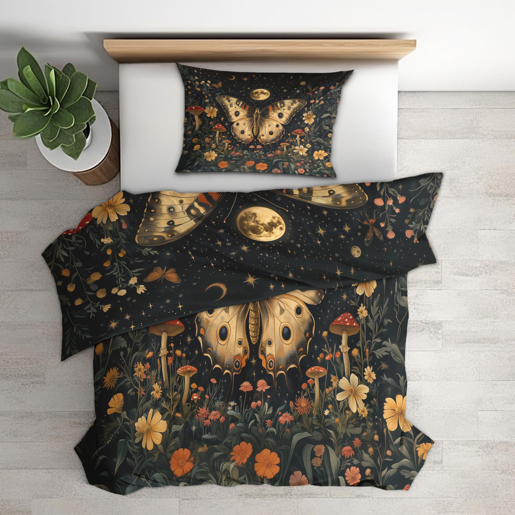 Parure de lit gothique réversible en microfibre douce avec zip résistant