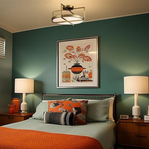 Miniatura 6 de Minka Lavery 5615-695-L Boada - Lámpara de techo semiempotrada redonda LED de alabastro sintético, 1 luz de 20 vatios, 8 pulgadas de alto x 18