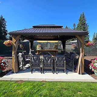 10 Pond Gazebo Ideas for Peaceful Garden Views 10 domi outdoor living 12x14 ft Wood Gazebo, Cedar Frame Hardtop Gazebo wit...