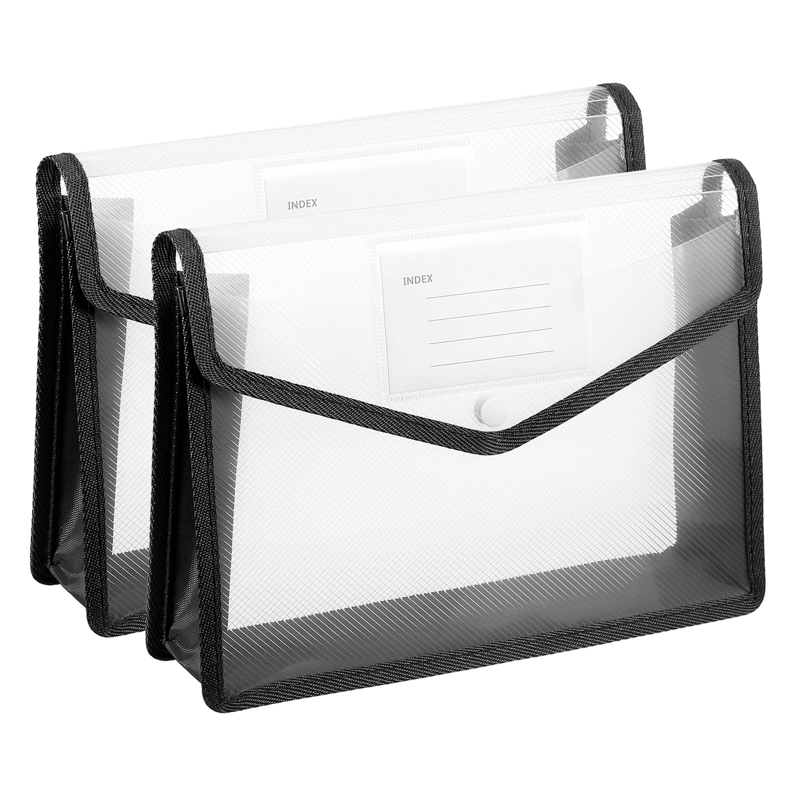 PATIKIL Plastic Expanding File Folders, 2 Pack B5 File Folder Envelopes Letter Size Document Organizer Supplies with Snap Closure for Classroom Office, Black, Horizontal