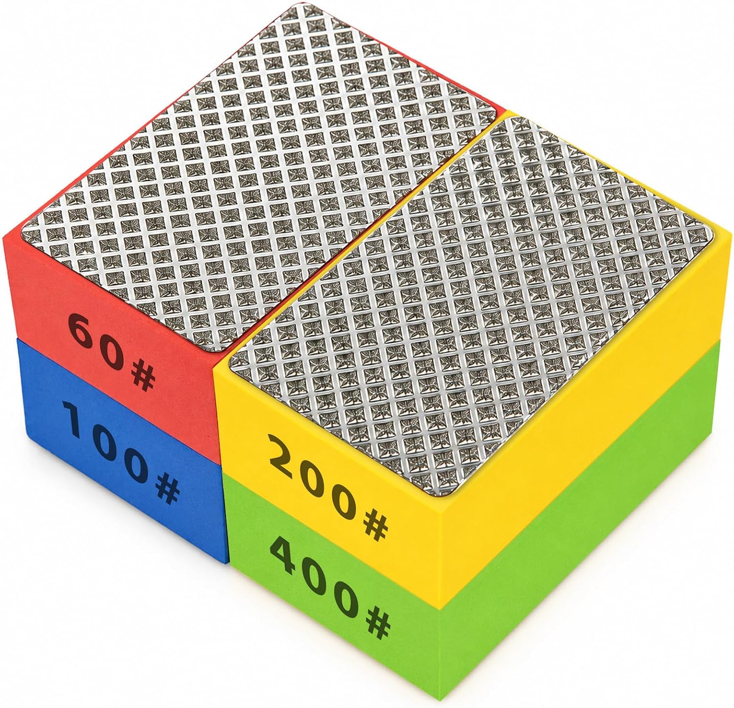 7PCS Diamond Hand Sanding Blocks Polishing Pads, 60# 100# 200# 400# 800# 1500# 3000# Grit for Tile Ceramic Glass Pottery