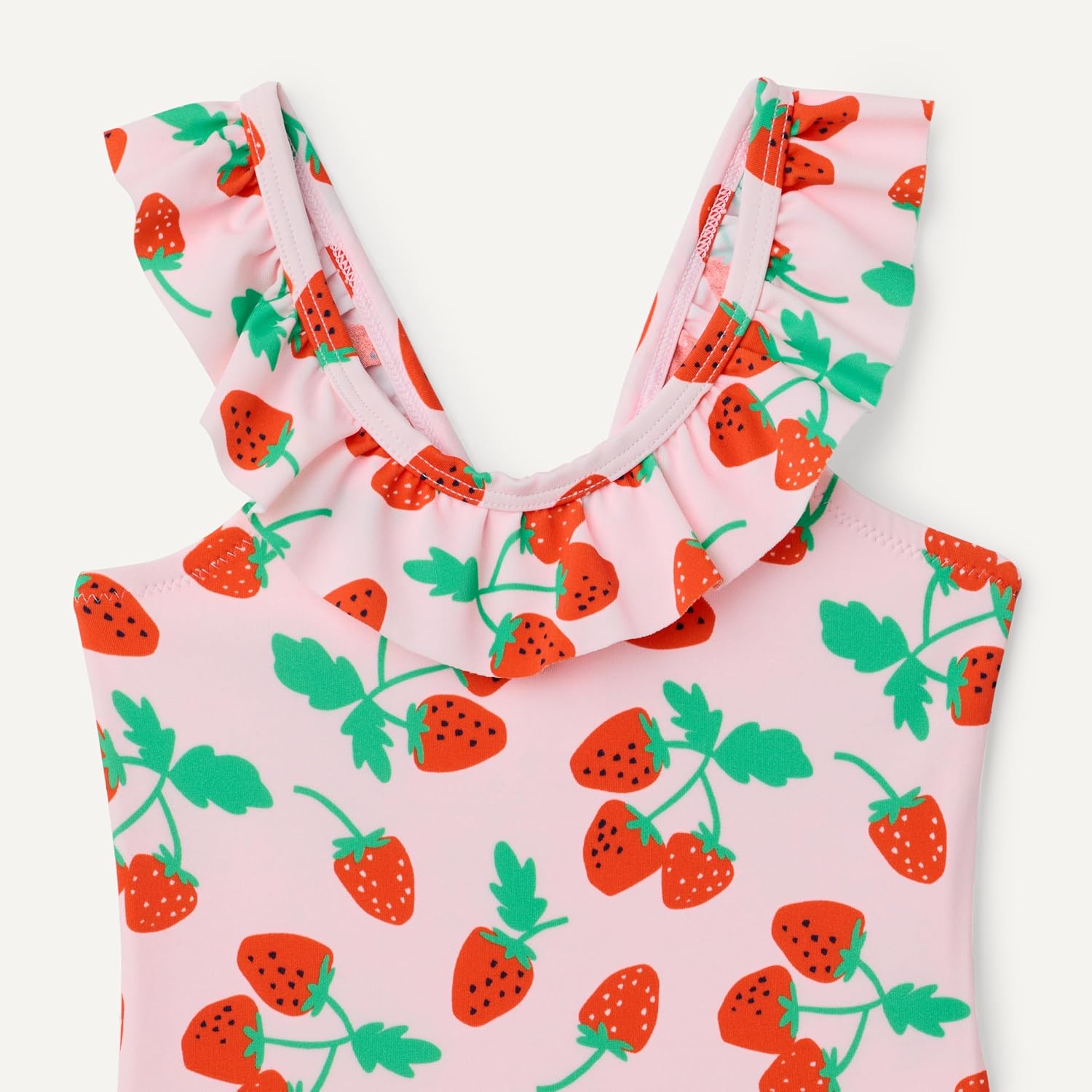Amazon Essentials Girls' Frill-Trimmed One-Piece Swimsuit