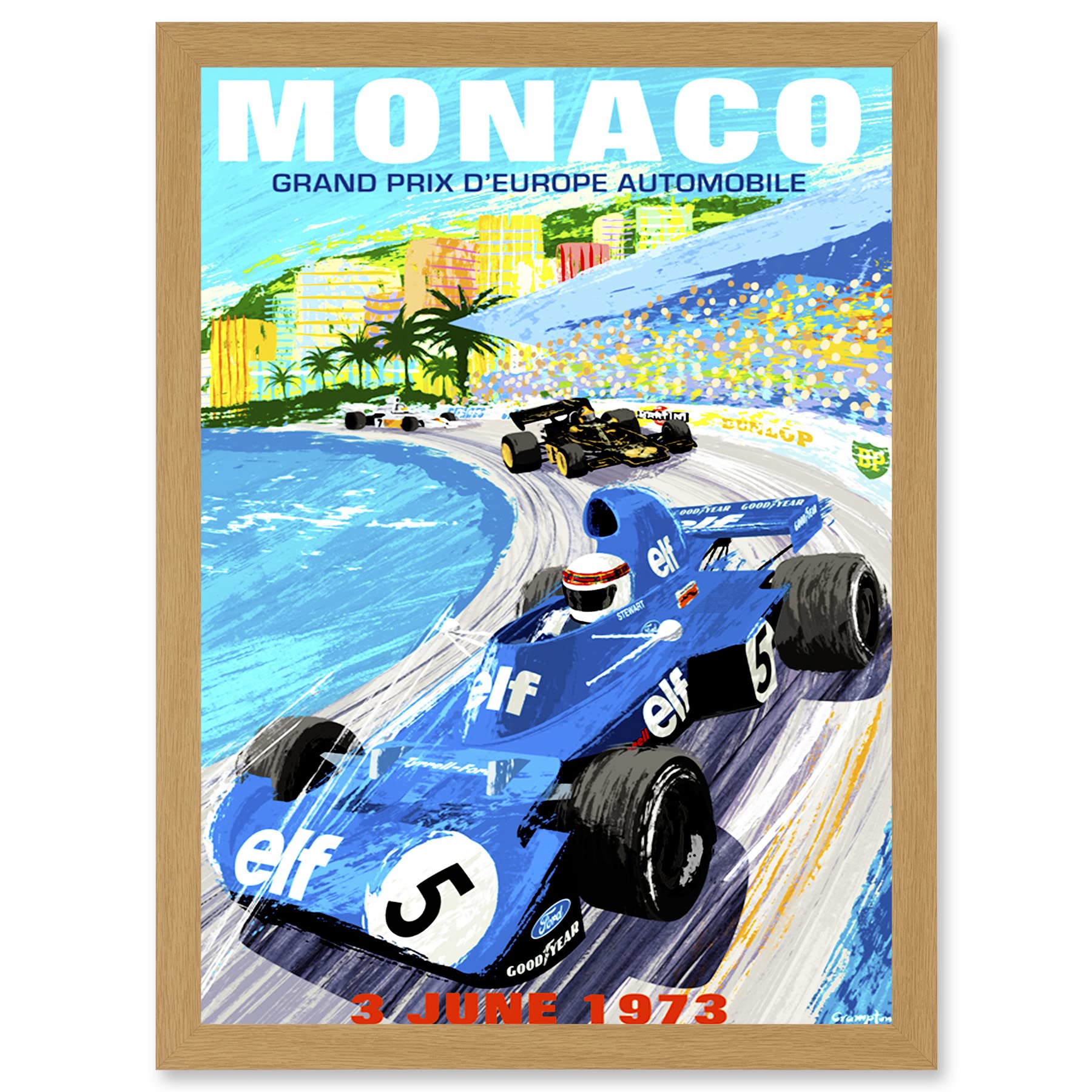 Artery8 Advert Motor Sport Monaco Grand Prix 1973 A4 Artwork Framed Wall Art Print