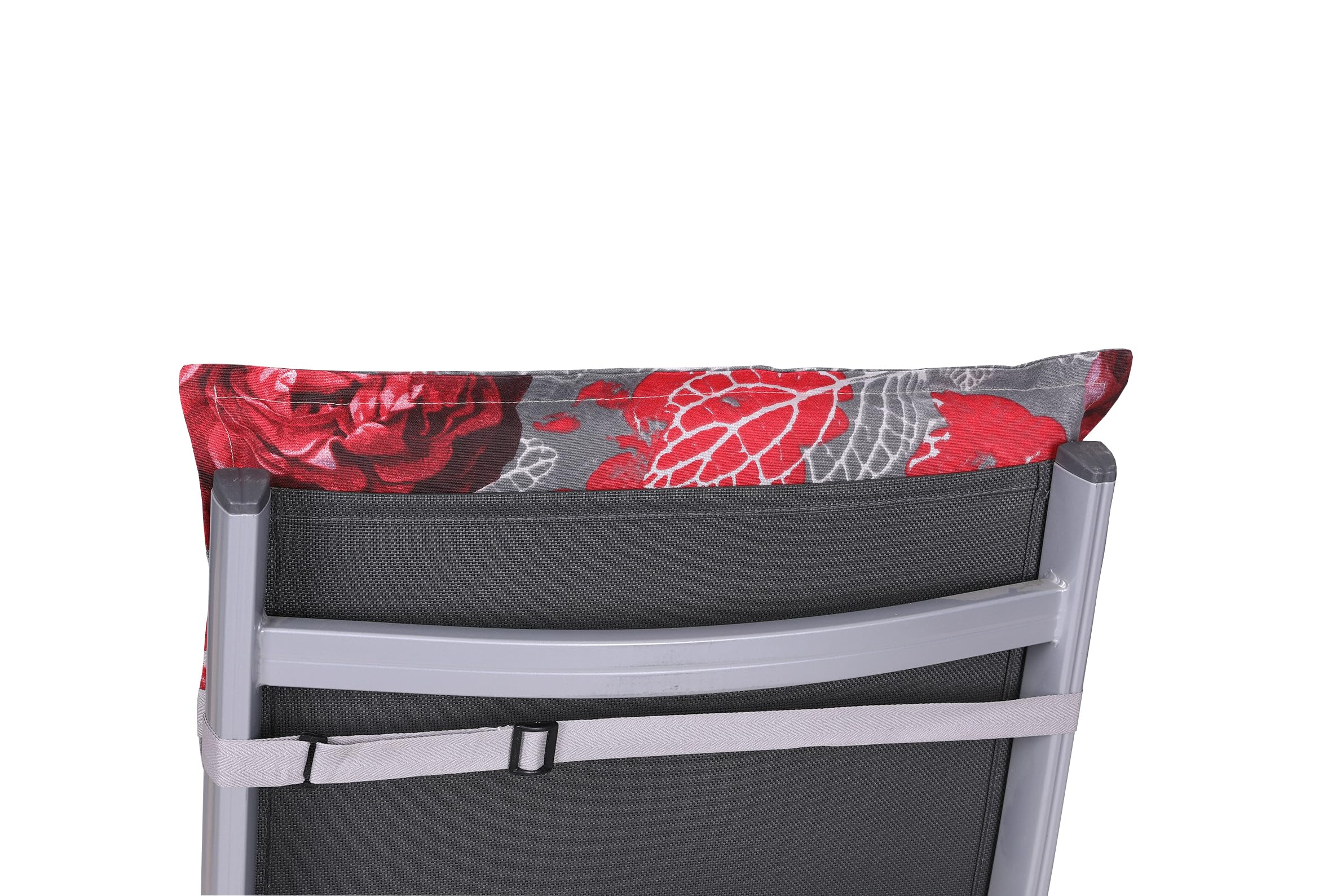 Bequeme und attraktive Polsterauflagen für Hochlehner-Gartenstühle (2er-Set, Red Roses grau, Hochlehner)