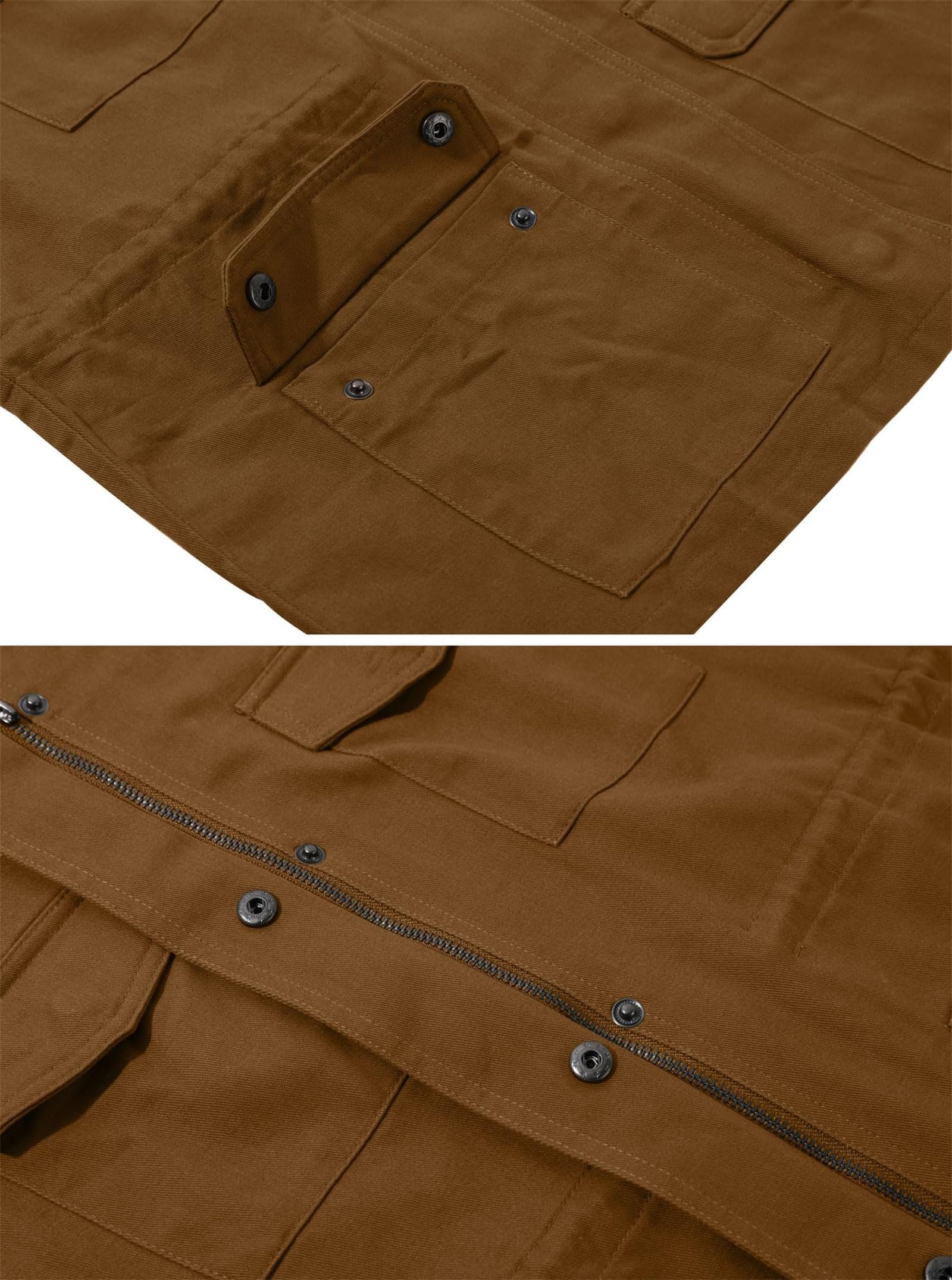 Generisch Anorak Militaire Femme Léger Décontracté Fermeture Éclair Boutons-pression Utility Cargo Manteaux avec Poche Veste en Jean Femme