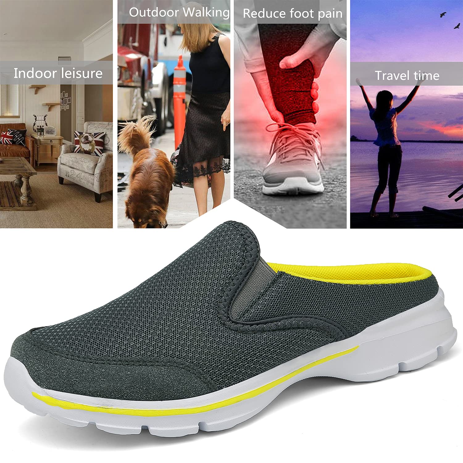 INMINPIN Zoccoli Donna Uomo Cotone Sabot Traspiranti Comode Pantofole da Casa Leggero Antiscivolo Ciabatte all'aperto