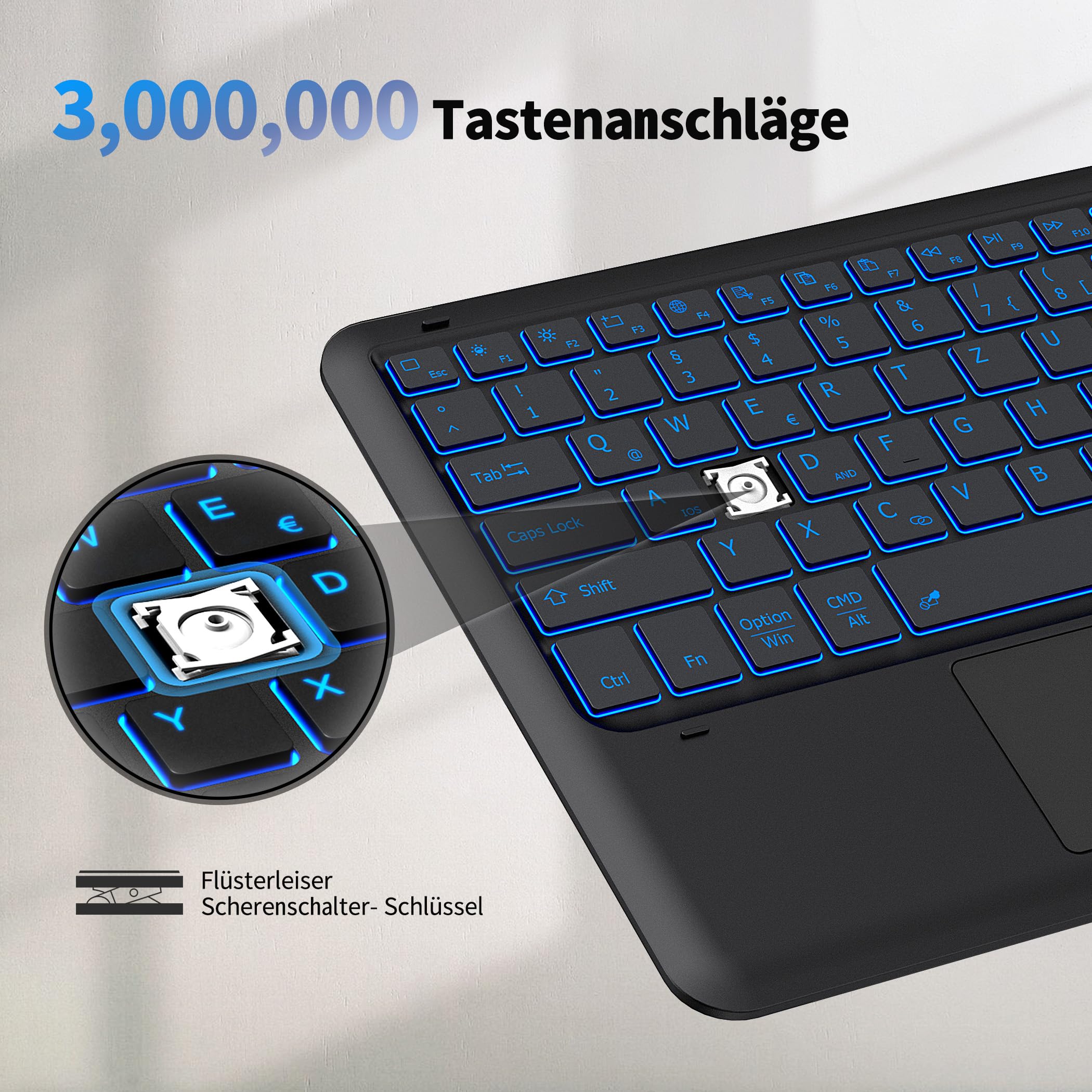 EasyAcc toetsenbordhoes compatibel met Tab P12 2023 12,7 inch met penhouder, toetsenbord magnetisch draadloos Bluetooth afneembaar Bluetooth QWERTZ, zwart