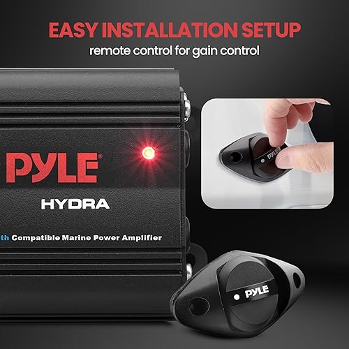 Miniatura 5 de Pyle Amplificador marino automático de 2 canales, 200 vatios RMS 4 OHM estéreo de rango completo con Bluetooth inalámbrico y potente altavoz Prime -