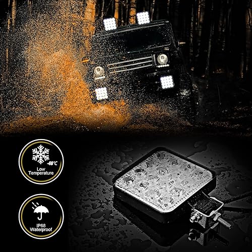 Miniatura 5 de Treela 24 piezas de luz LED 48W 4.3 pulgadas impermeable cuadrado conducción niebla LED luz LED para barcos, camiones, tractor, ATV, motocicleta,