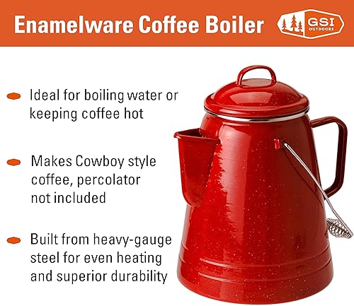 Miniatura 4 de GSI Outdoors Diseño de caldera de café de 36 tazas para ser resistente para el campamento, casa rodante o cocina de granja, azul