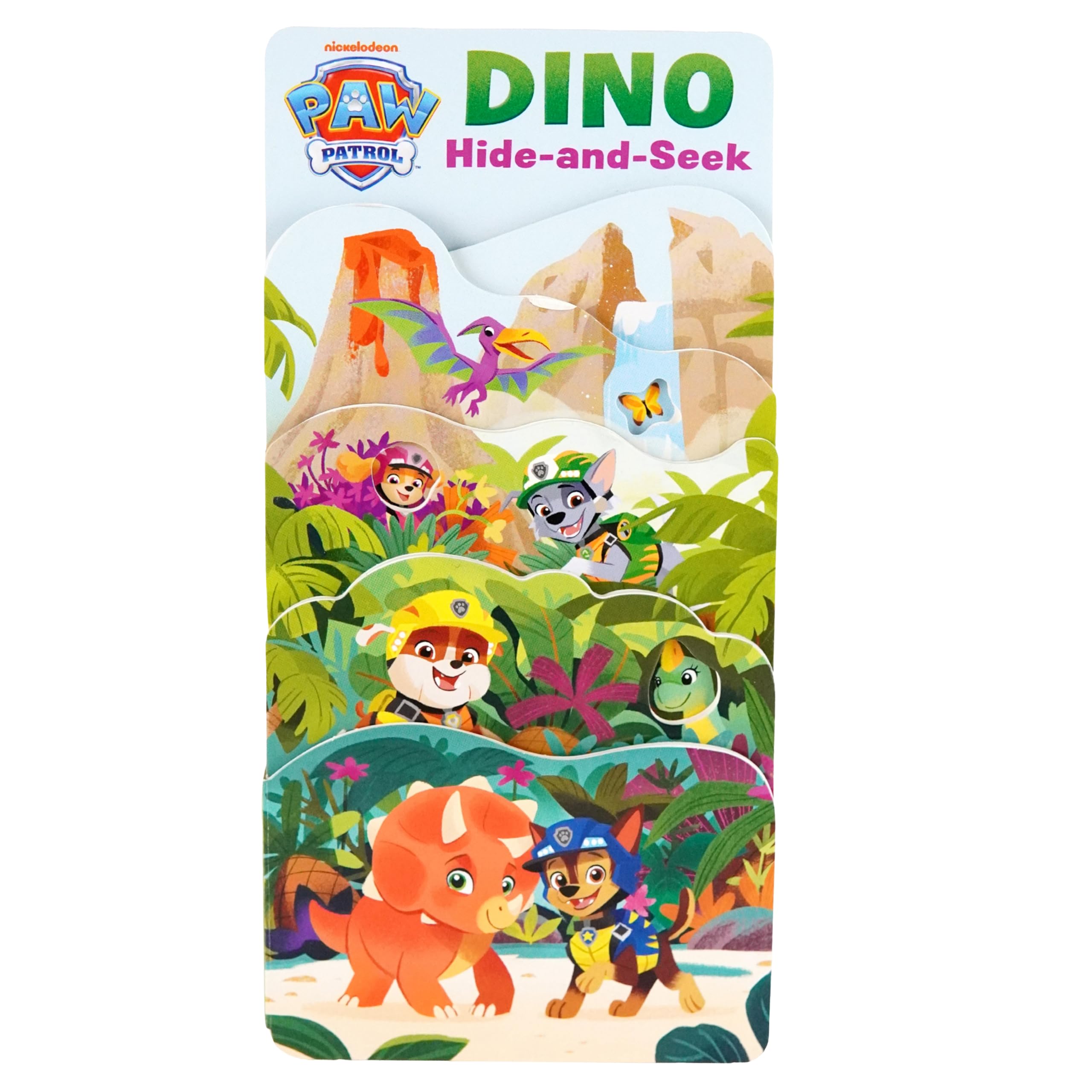 Photo 1 of Paw Patrol Dino Hide-And-Seek: An Interactive Board Book with Peek-a-Boo Holes and Shaped Pages for Toddlers and Young Kids