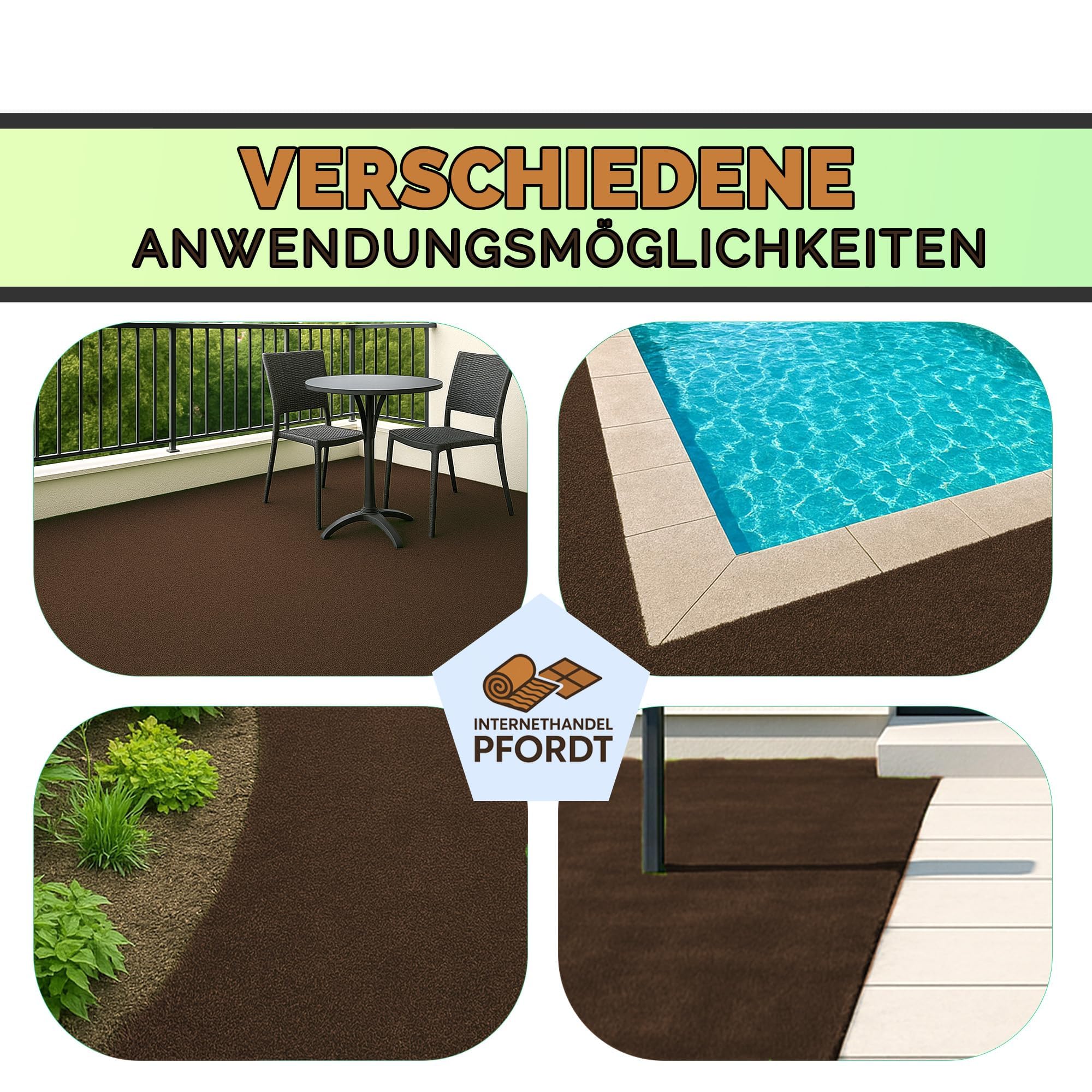 Kunstrasen Braun 250x400 cm mit Noppen