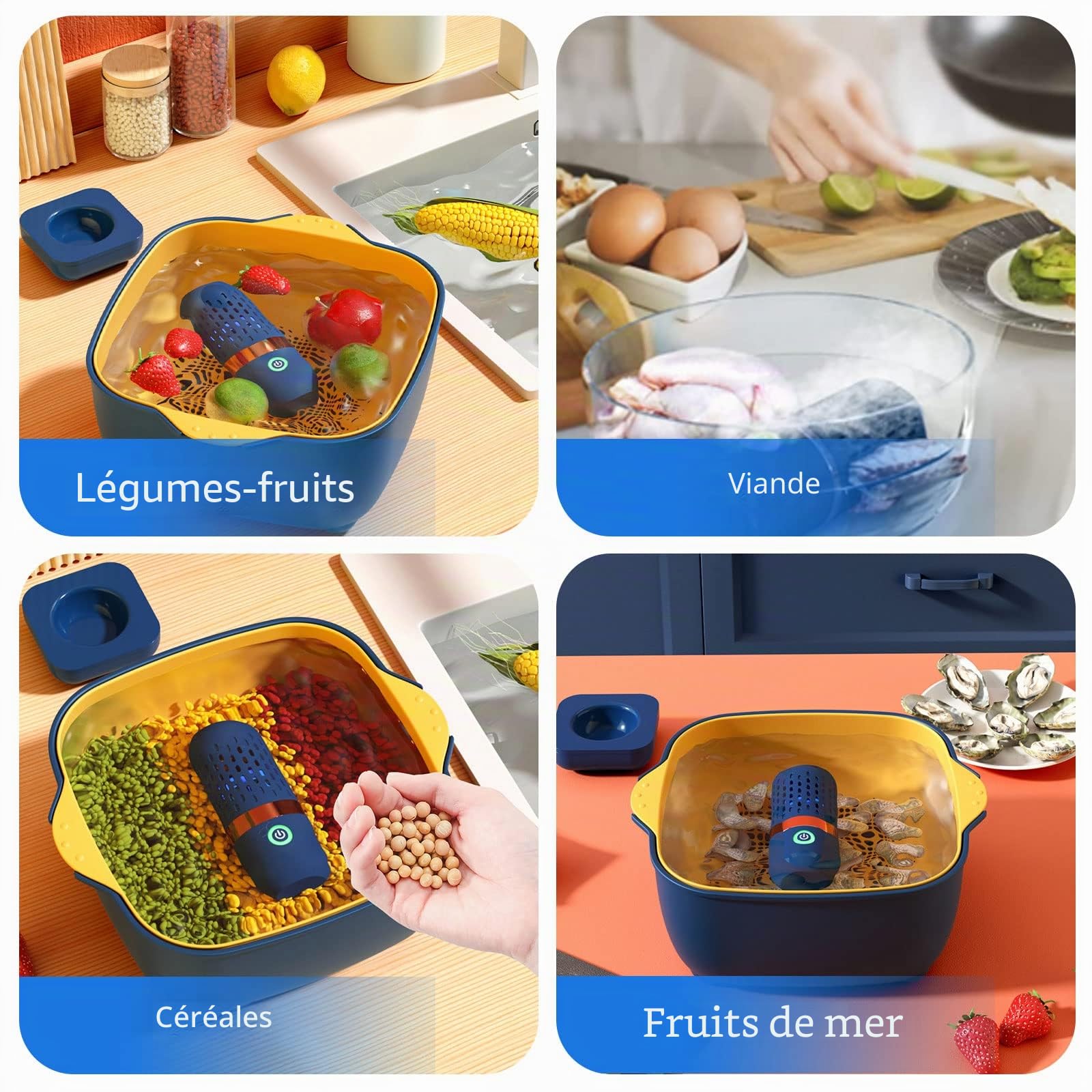 Machine à laver fruits et légumes,Machine à Laver Portable sans Fil pour Fruits et légumes,Purificateur d'Aliments avec Technologie de Purification d'Ions OH, Étanchéité IPX7,rechargeable par USB