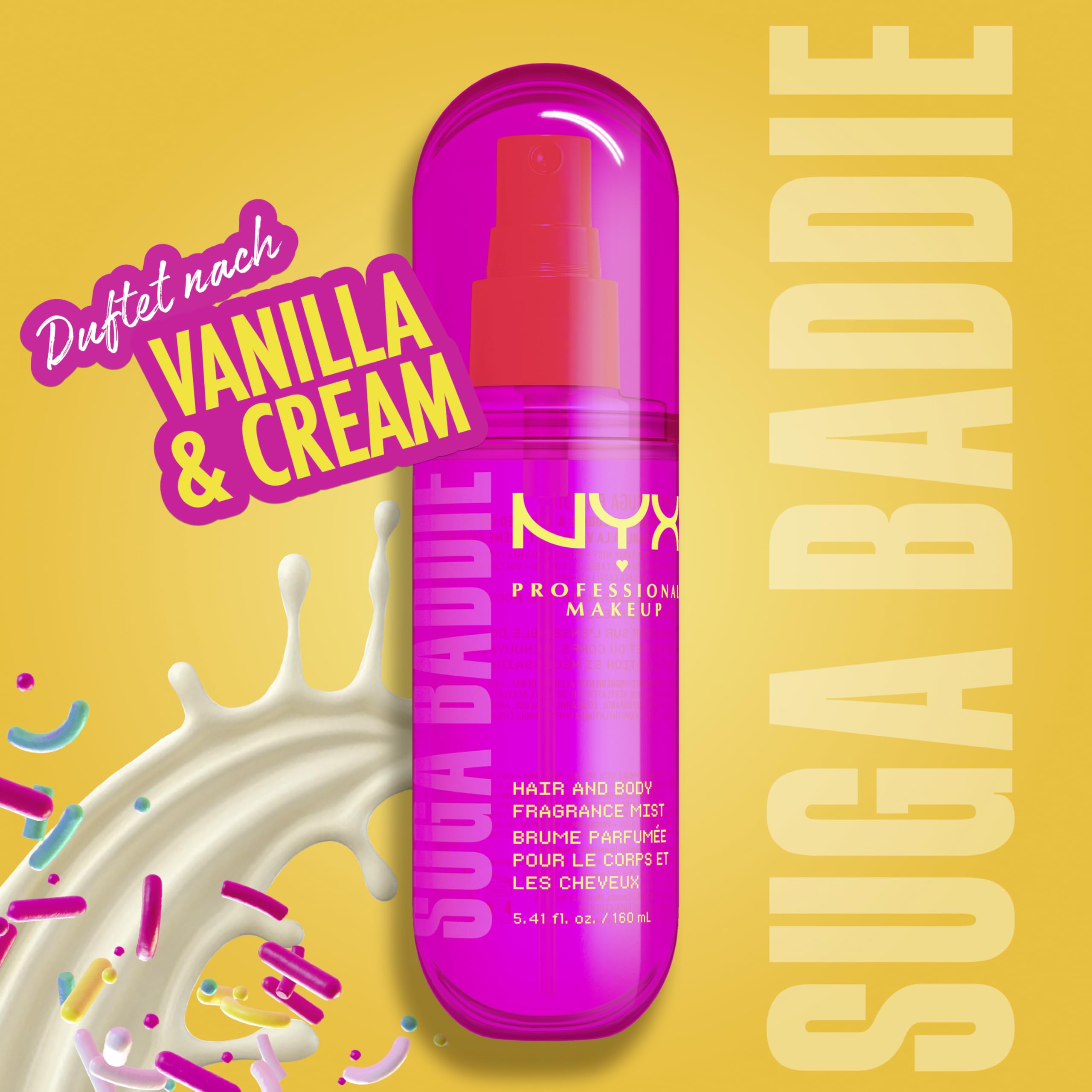NYX Professional Makeup Set: Fat Oil Hair & Body Fragrance Mist Suga Baddie + Coconut Cutie + Juicy Boo + Caramelt Mami, lang anhaltende Düfte, ideal fürs Layering, vegan