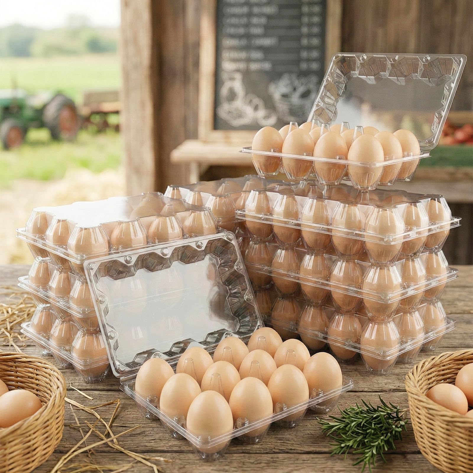 Lot de 50 Boite a Oeufs en Plastique Transparent (12 Alvéoles) - Boite à Oeufs Réutilisable pour Stockage Frigo, Ferme et Marché - Emballage Boite Oeuf Solide avec Fermeture Sécurisée