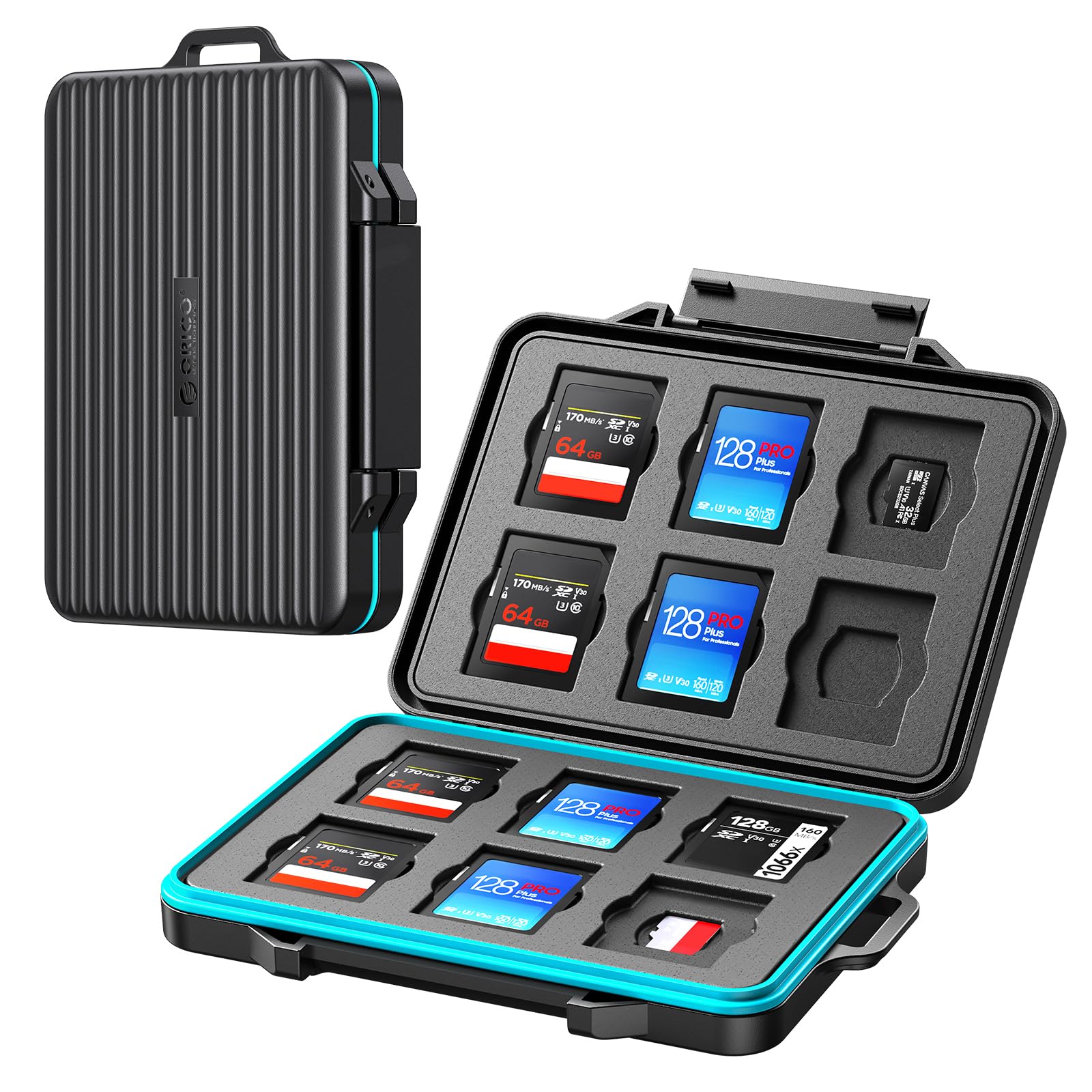 Etui ochronne na karty pamięci ORICO SD Memory Card Case na 12 kart SD i 12 kart TF, etui na karty pamięci, wodoszczelne i pyłoszczelne, z karabińczykiem i naklejką (PHCD-3)
