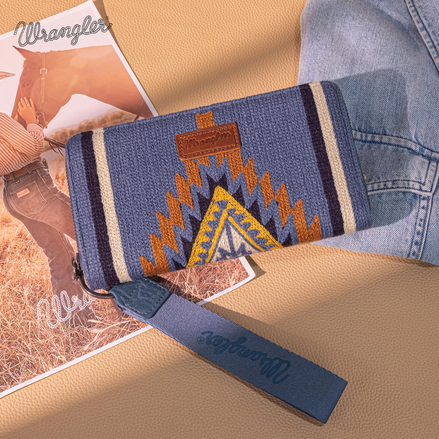 Montana West X Wrangler Wristlet Wallet Western Aztec Womens Wallet Large Capacity Long Purse RFID Clutch Purse Credit Card Holder for Women - Image 4