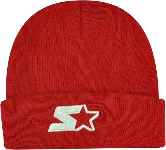 Starter Blank Red Knit Beanie Cuffed 