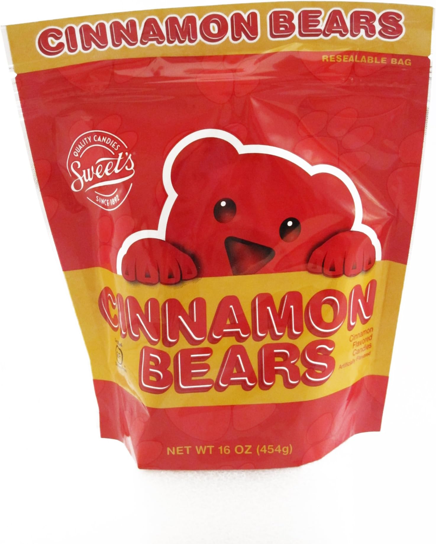 Sweet Candy Company Red Cinnamon Gummy Bears - Hot and Spicy Cinnamon Gummy Candy, Gluten Free Gummies for Kids and Adults, Kosher, Made in the USA - 16 oz Resealable Bag