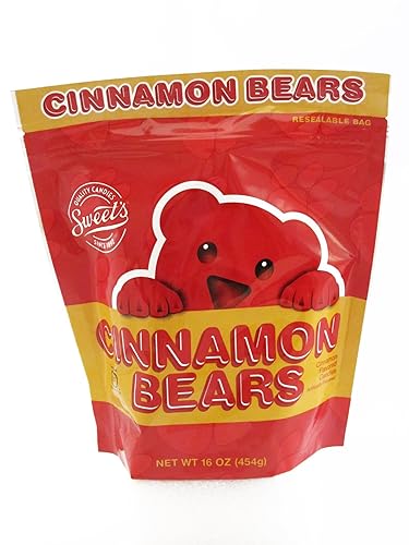 Sweet Candy Company Red Cinnamon Gummy Bears - Hot and Spicy Cinnamon Gummy Candy, Gluten Free Gummies for Kids and Adults, Kosher, Made in the USA - 16 oz Resealable Bag - 1 Pound (Pack of 1)