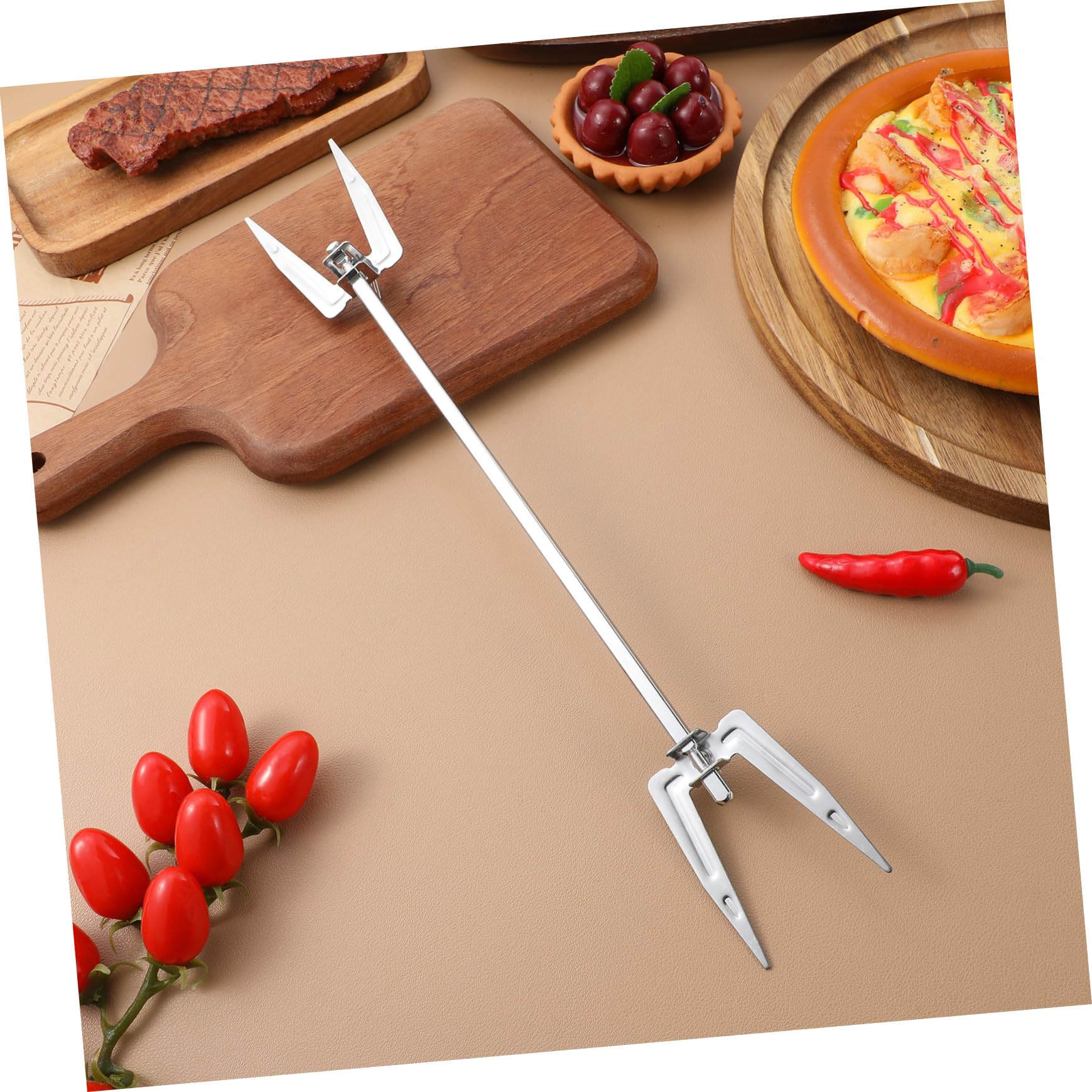 Housoutil Accessorio Girarrosto Per Friggitrice Ad Aria in Acciaio Inox 25Cm Forchetta Rotante Universale Per Fornetto E Barbecue Spiedino Gira Arrosto Per Carne E Pollo