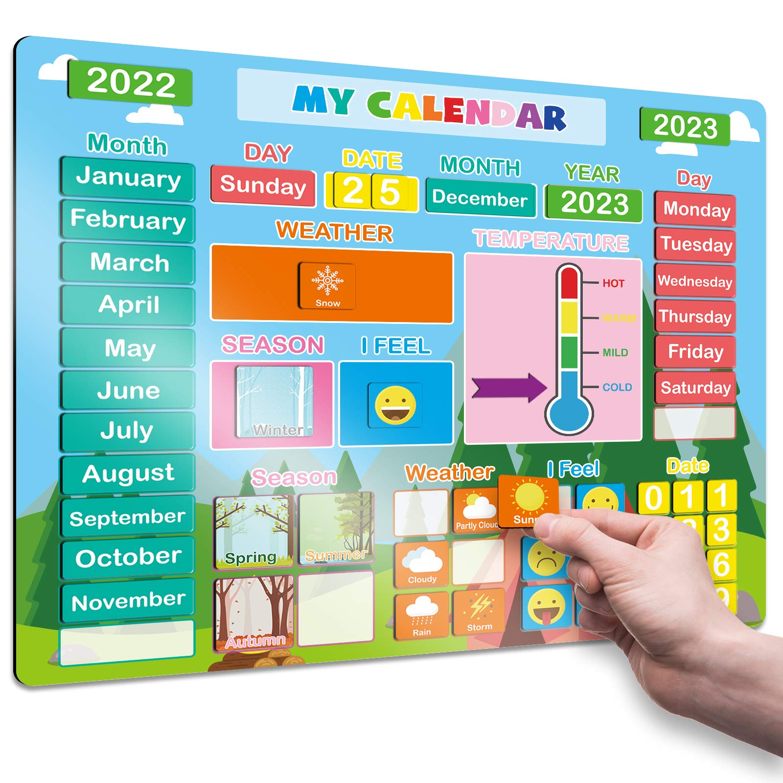 ABERLLS 4.2 Star， 325，Daily Magnetic Calendar for Kids Magnetic Educational Toy for Toddlers 1st to 5th Grade