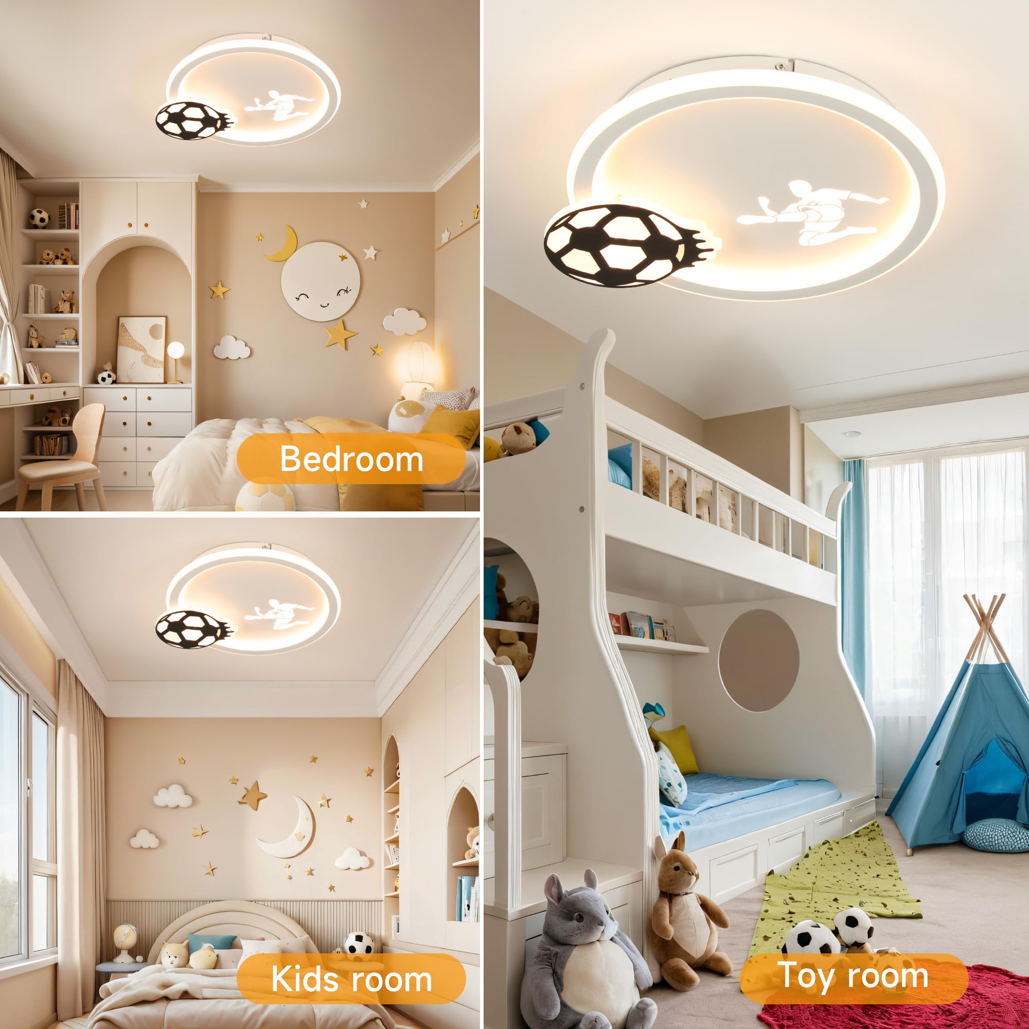 EASY EAGLE Lampa sufitowa LED, ściemniana, lampa sufitowa z pilotem zdalnego sterowania, do salonu, pokoju dziecięcego, sypialni, 34 cm, 3000~6000 K